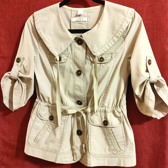 Ann Taylor Loft Womens small petit khaki jacket - Picture 1 of 6